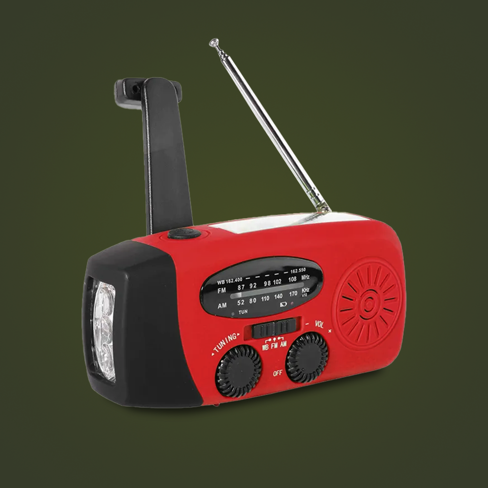 Denk Vooruit Upgrade Multifunctionele Handcrank Radio met Solar & 2000mAh